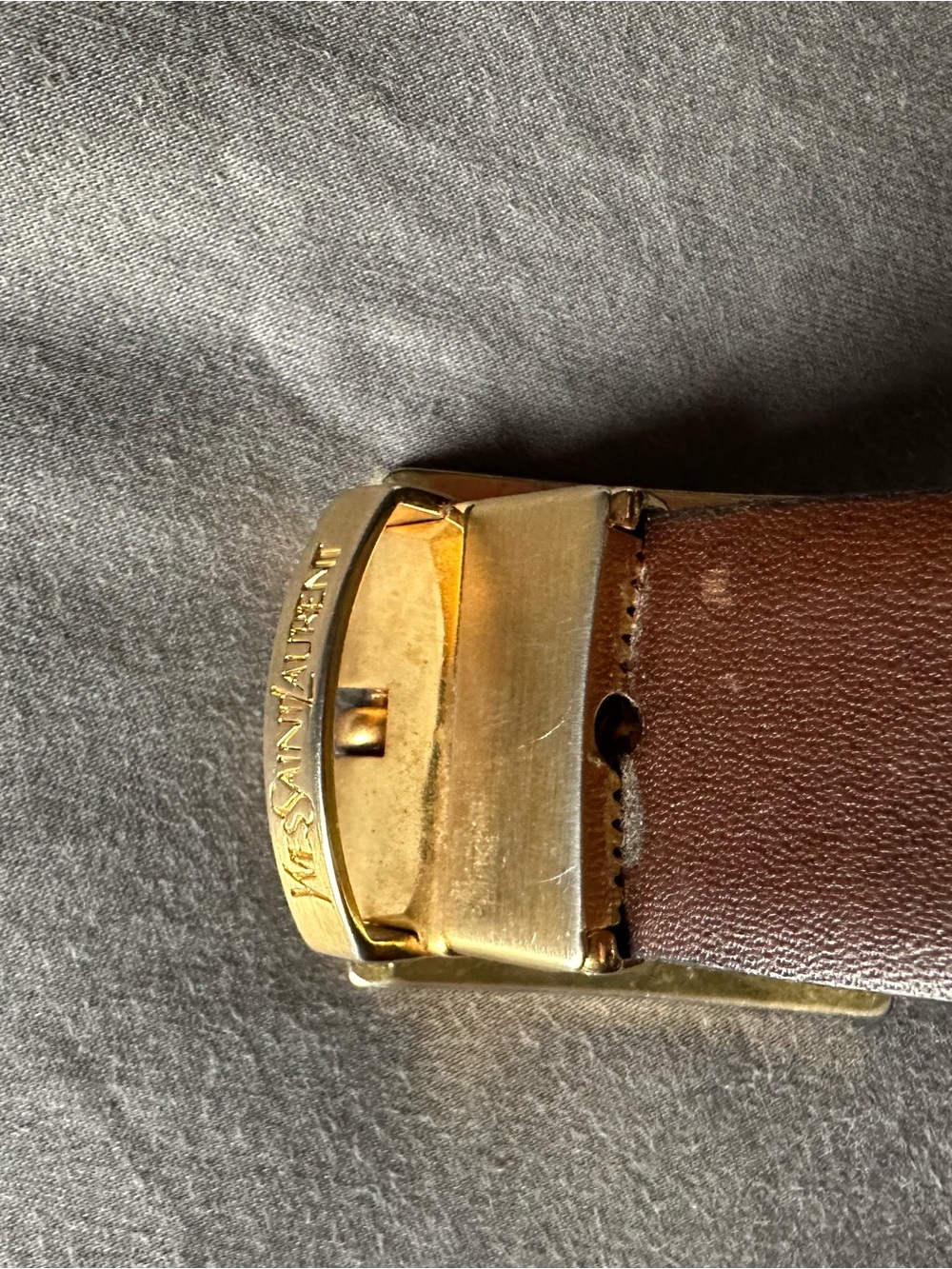 Saint Laurent Brown Belt with Gold-Tone Buckle - Picture 5 of 7